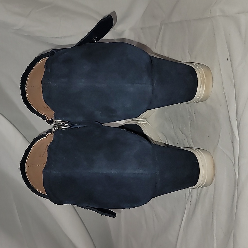 Linea Paolo Wedge Sneaker Navy Felicia Platform Shoes Bootie Suede Size 8 M - Picture 4 of 9